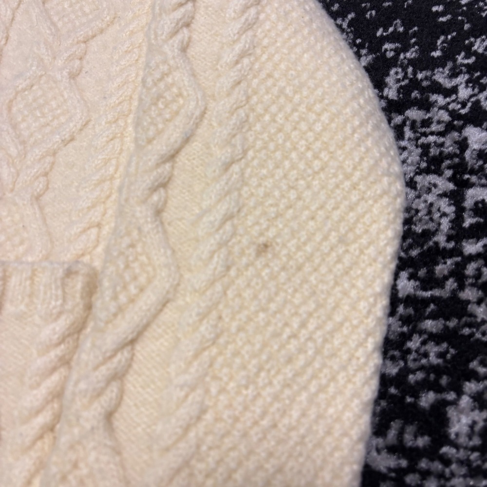 Vintage Lauren Ralph Lauren Hand Knit Wool Cable Cardigan Hooded Sweater Cream L - Picture 5 of 8